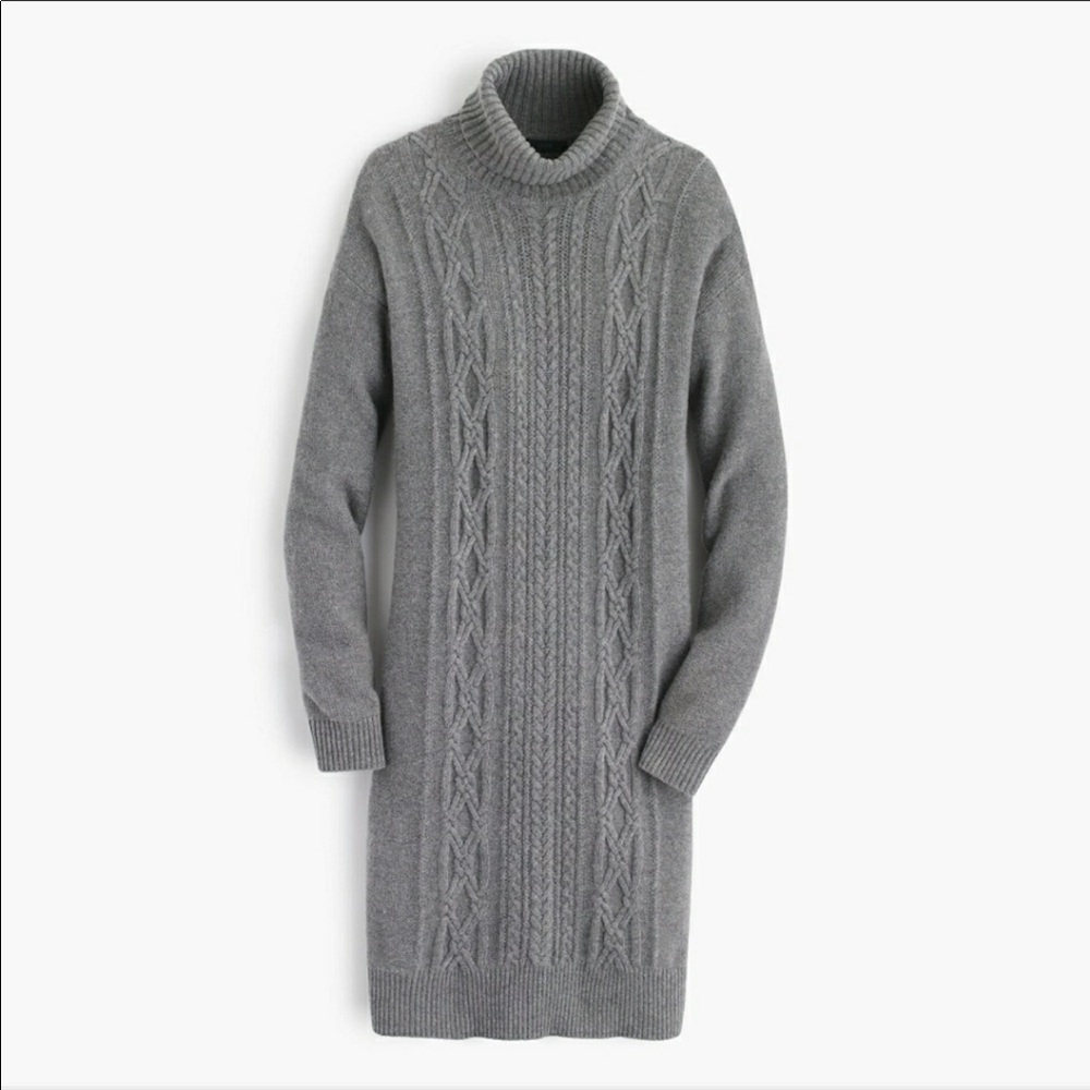 JCrew Gray Turtleneck Cable Sweater Dress size S